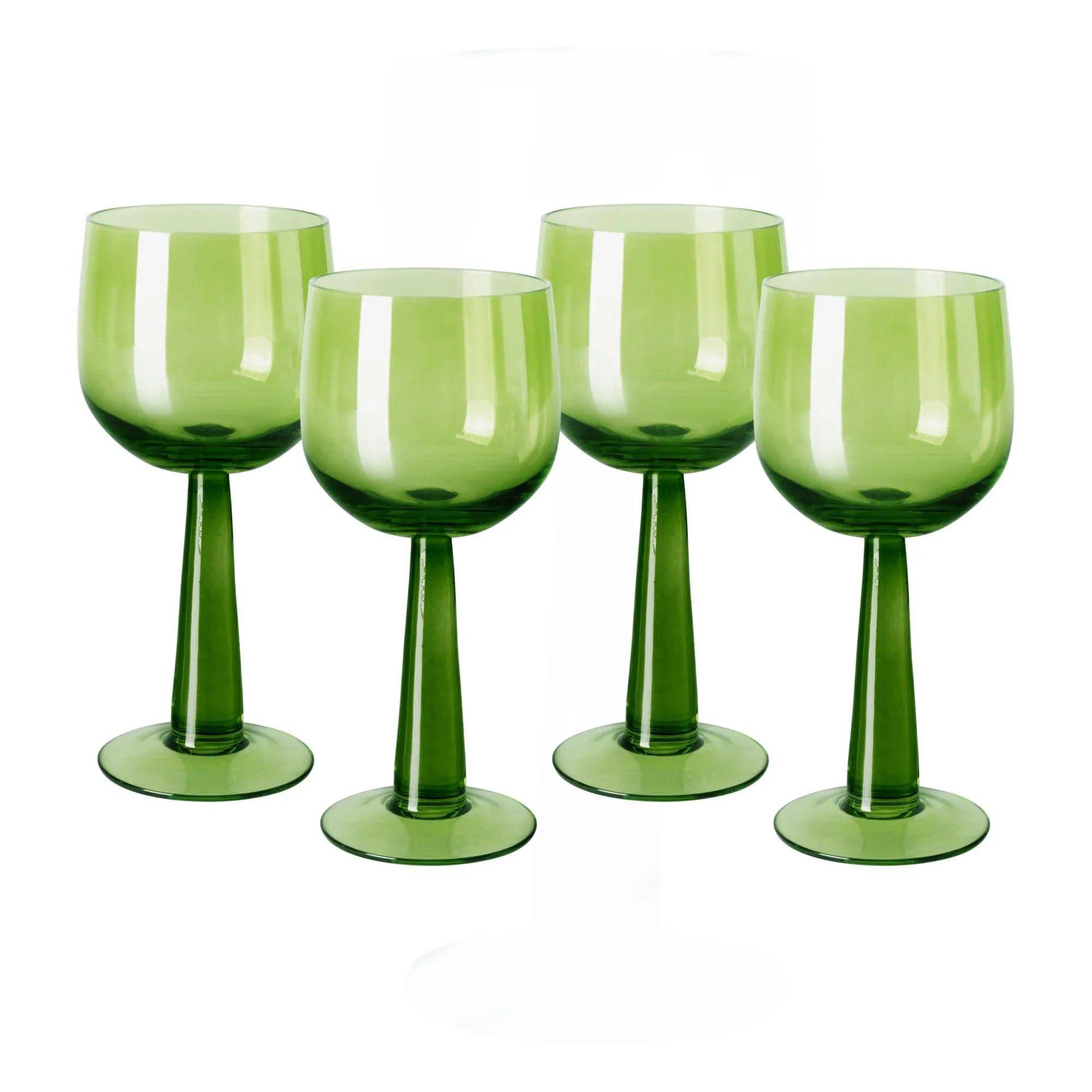 HKliving - The Emeralds Glass Set - Pack of 4 | Yellow Green