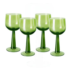 HKliving - The Emeralds Glass Set - Pack of 4 | Yellow Green