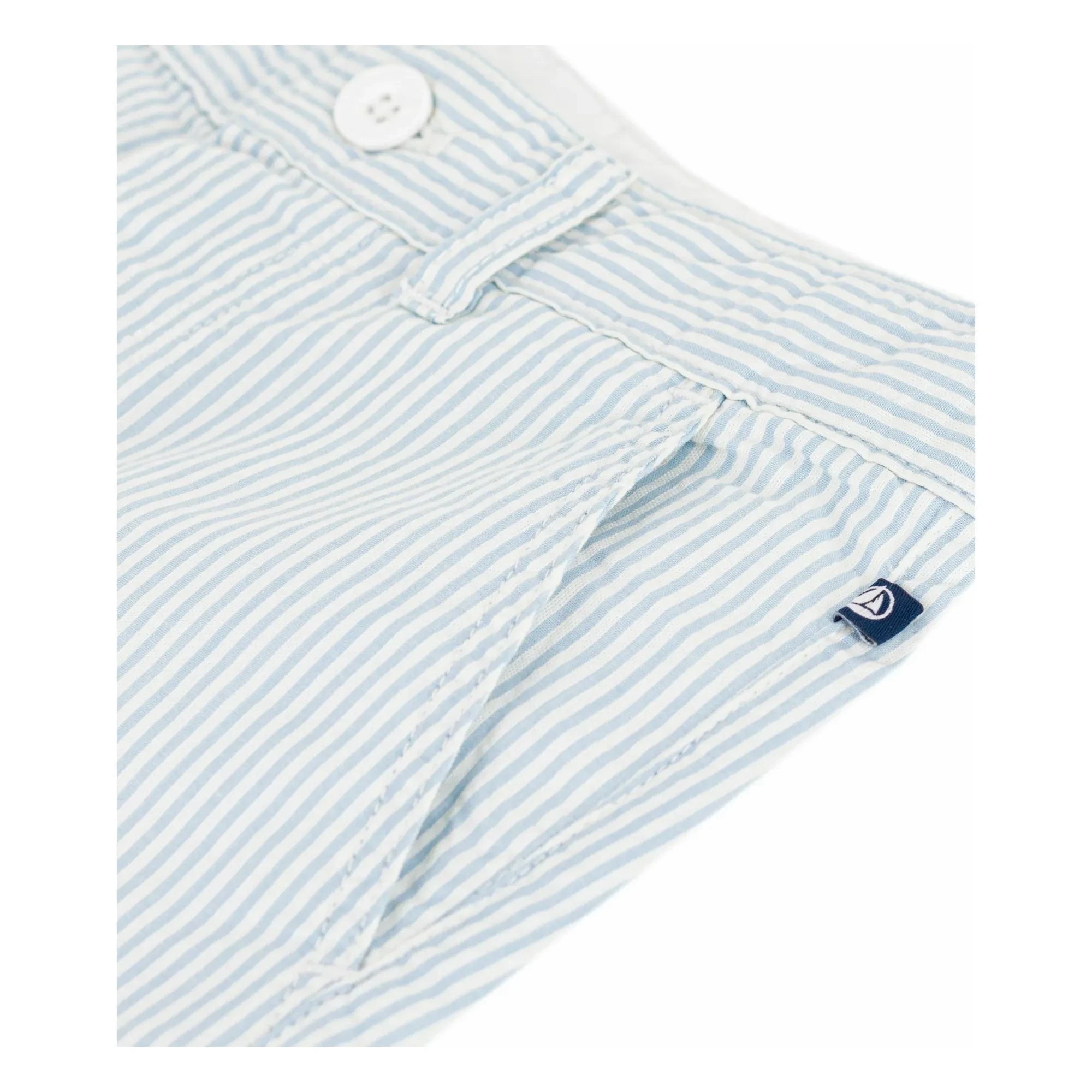 Petit Bateau - Striped Bermuda Shorts Seersucker Organic Cotton | Light Blue