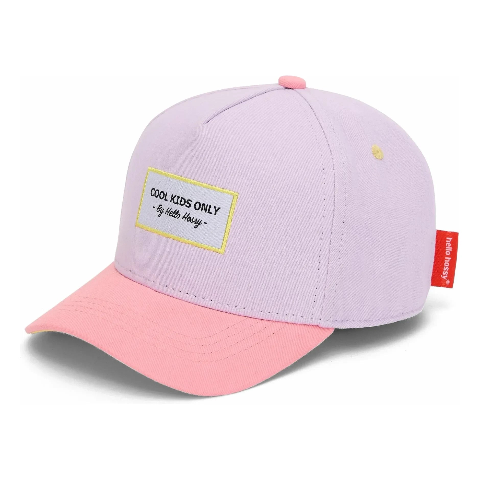 Hello Hossy - Mini Purple Organic Cotton Curved Brim Hat | Light Pink