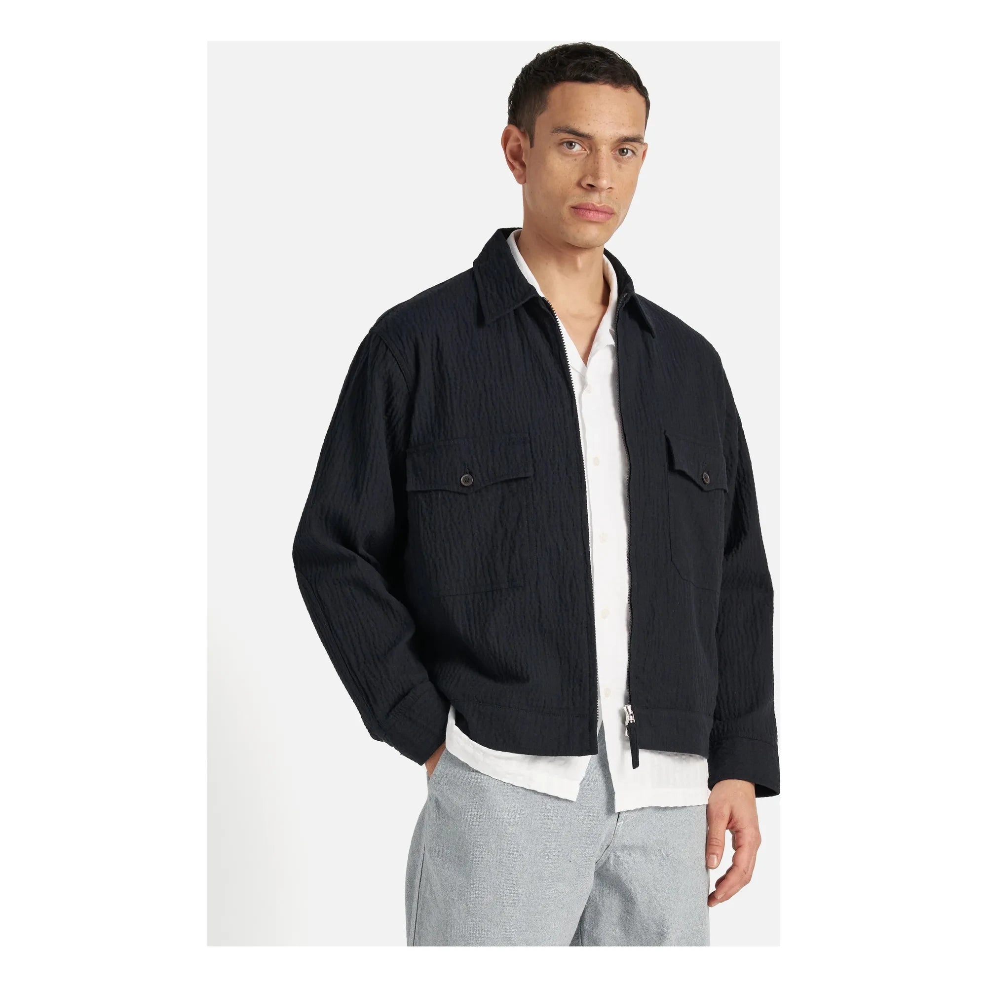 Universal Works - E130 Ospina Recycled Cotton Jacket | Navy Blue