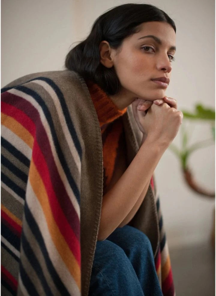 La Méricaine - Apache Recycled Wool Poncho | Earth Brown