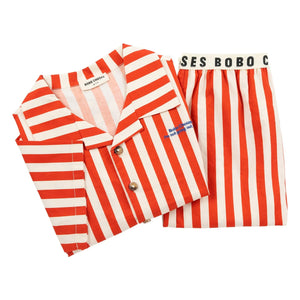 Bobo Choses - Striped Organic Cotton Shirt and Shorts Set | Red