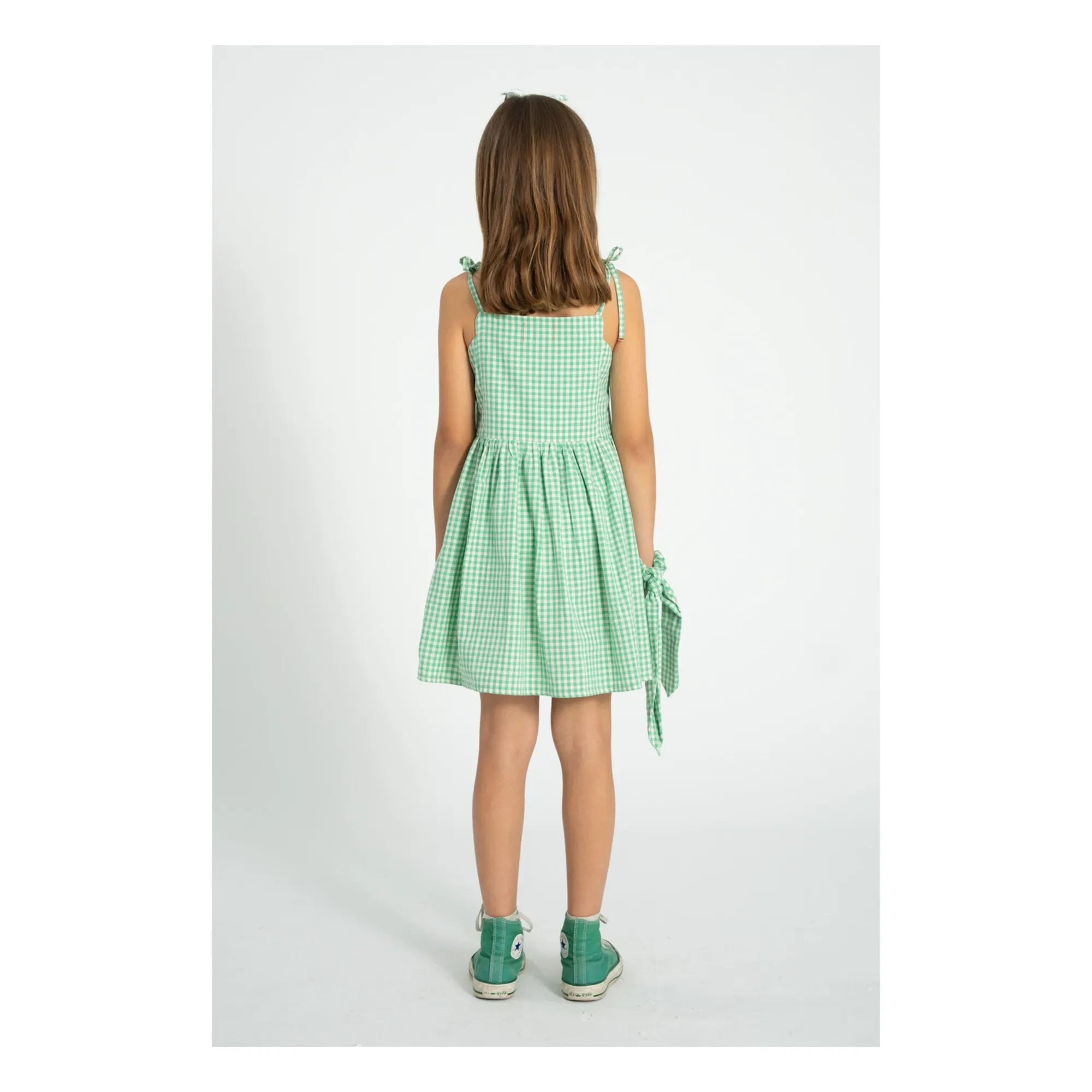 Piupiuchick - Gingham Organic Cotton Short Dress | Turquoise