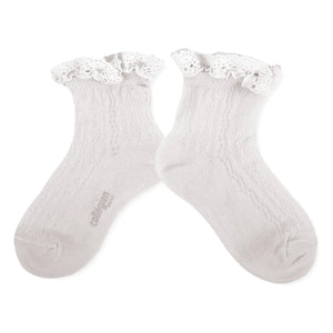 Collégien - Annette Lace Ruffled Socks | White