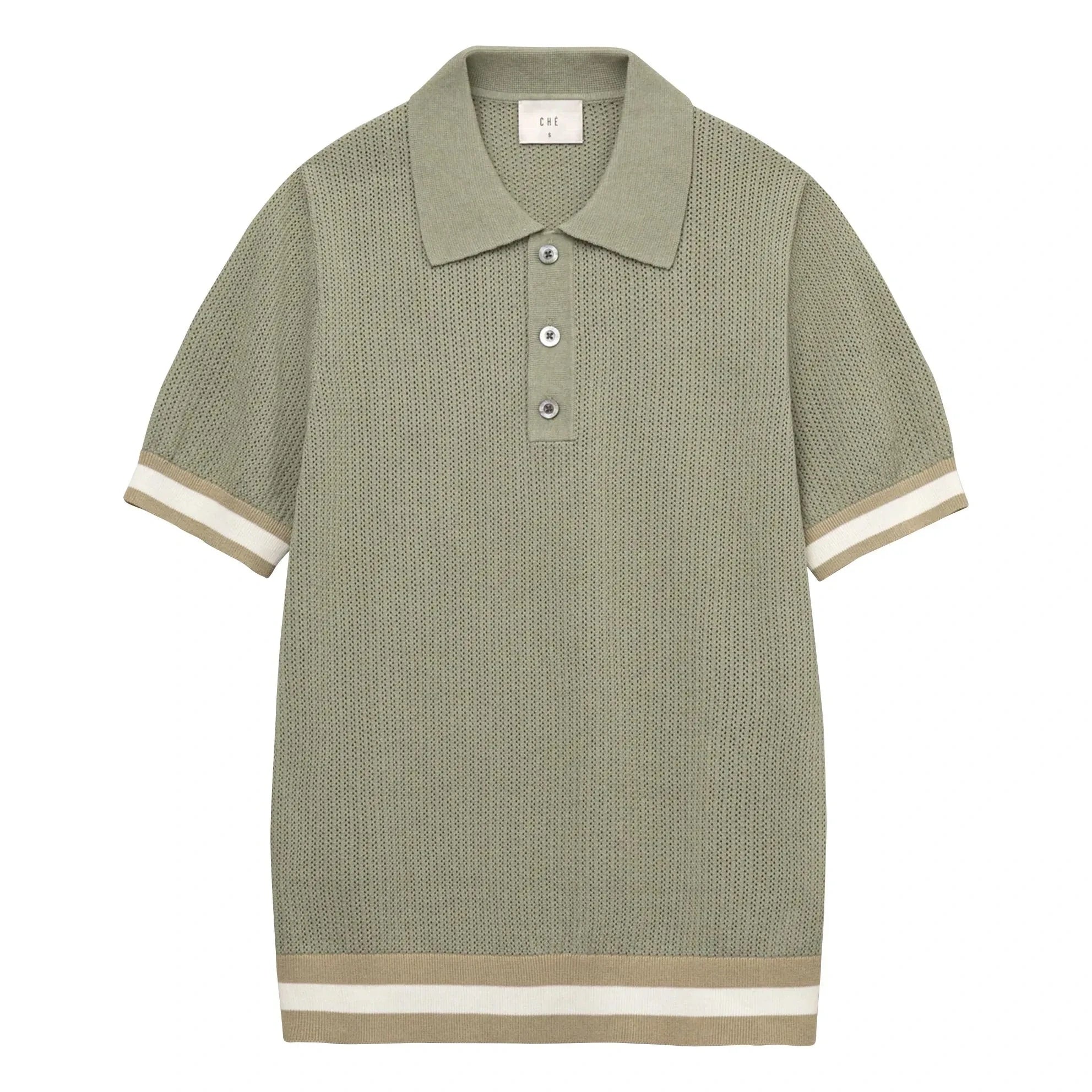 Ché Studios - Quinn Cotton Polo T-shirt | Beige - Green