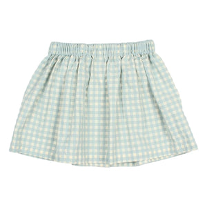Búho - Checkered Seersucker Skirt | Aqua