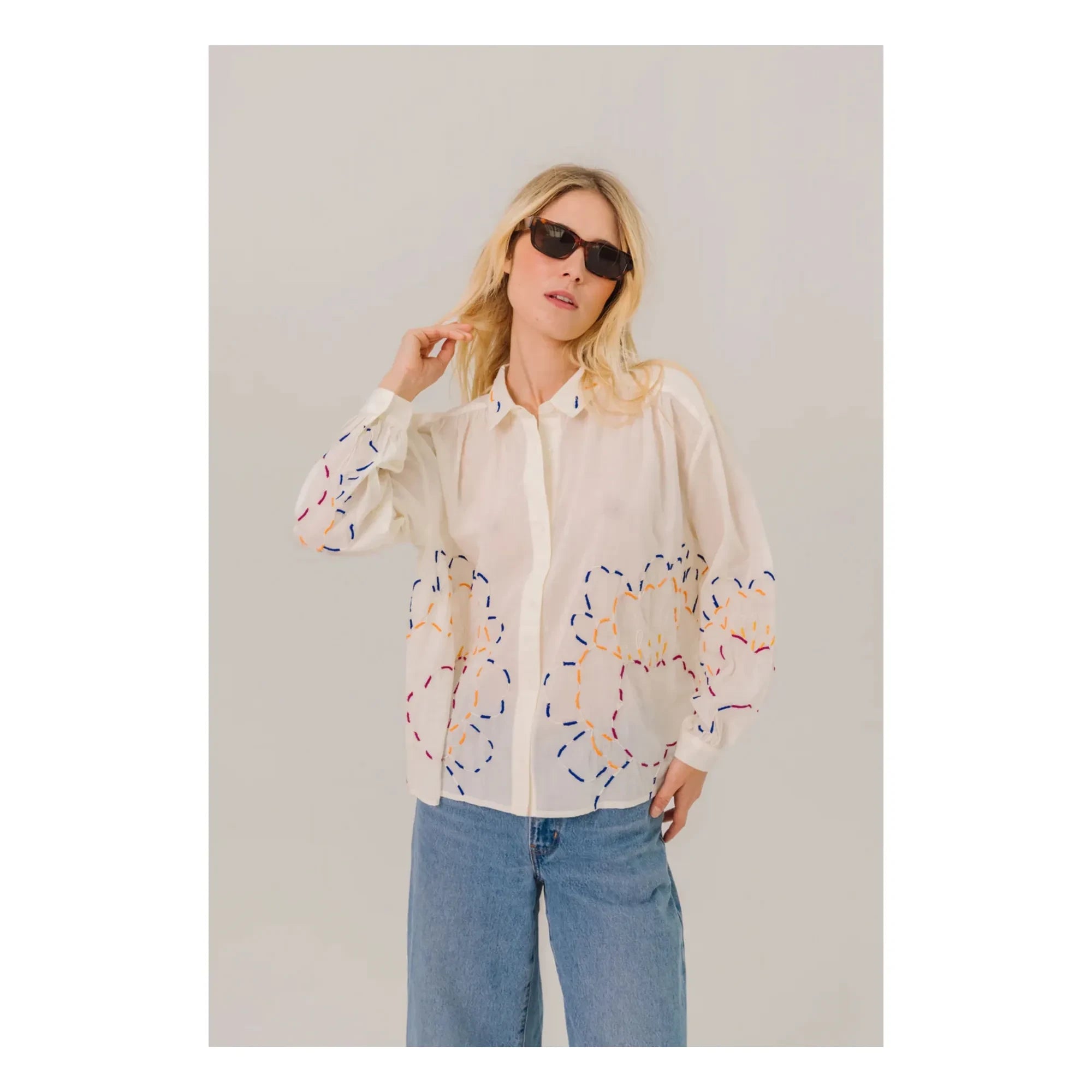 Sacrécoeur - Ali Pivoine Cotton Voile Shirt | White