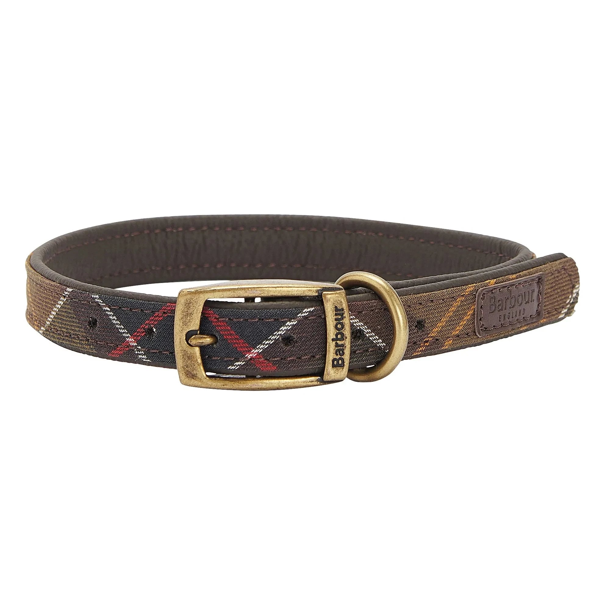 Barbour - Ekose köpek tasması | Koyu bej kahverengi