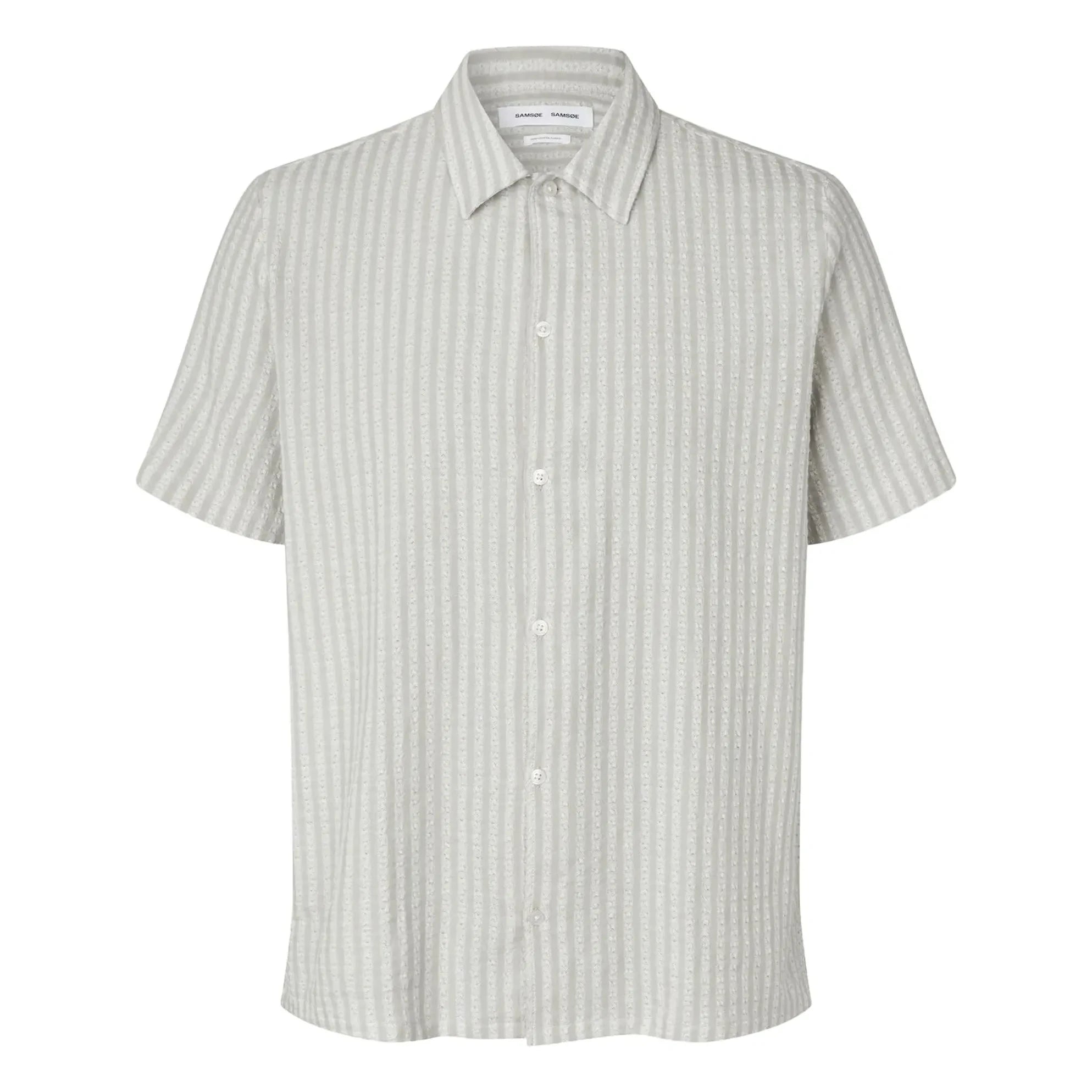 Samsoe Samsoe - Avan JX Short Sleeve Cotton Shirt | Light Gray