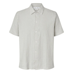 Samsoe Samsoe - Avan JX Short Sleeve Cotton Shirt | Light Gray