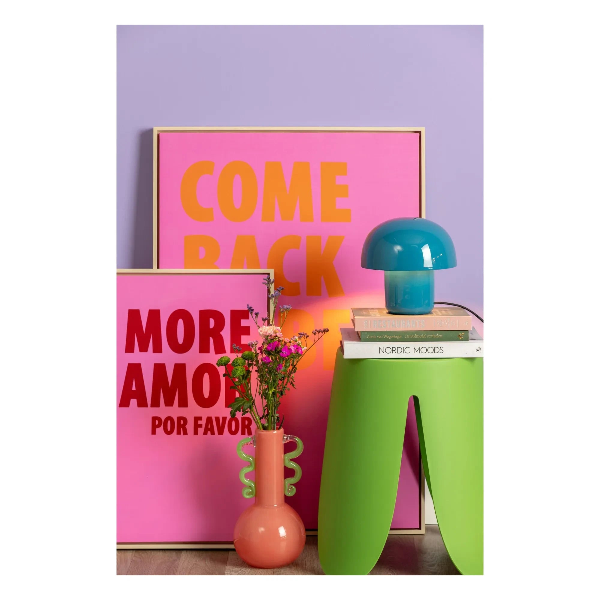 Present Time - Mini Chubby Mushroom Table Lamp | Electric Blue