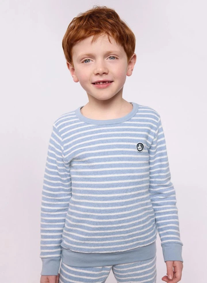 Petit Bateau - Çizgili Modal Pijama | Mavi