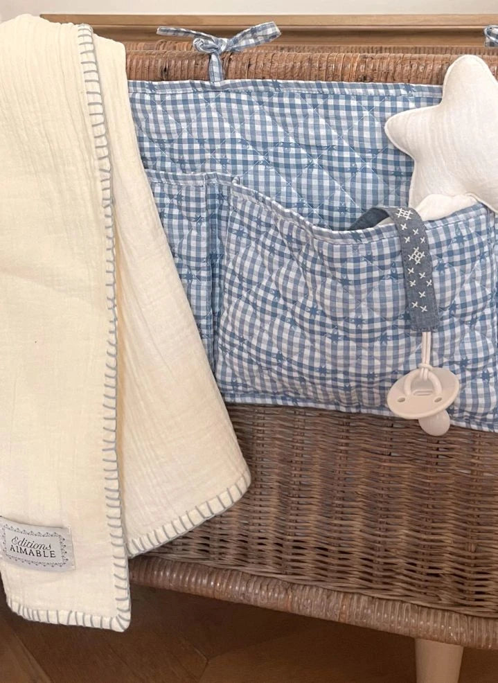 Editions Aimable - Roch bed storage unit | Blue Vichy Cotton