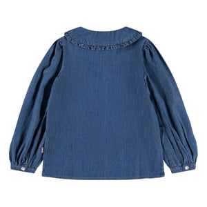 Molo - Robbin Denim Yakalı Bluz Organik Pamuk | Mavi