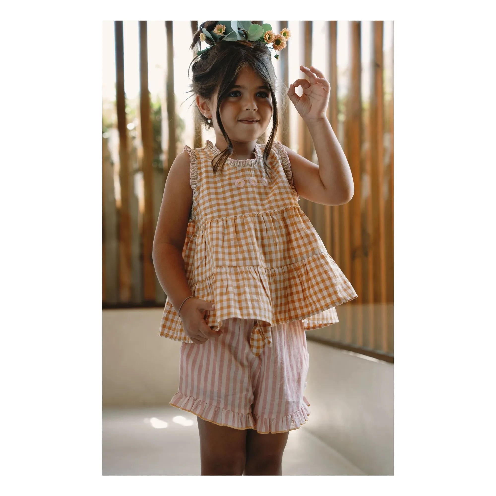 Lilinoa - Alban Striped Ruffled Shorts | Pink