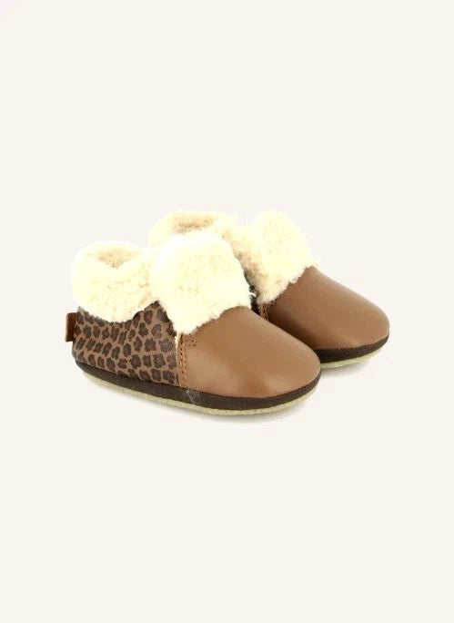 Bonton - Leopar Desenli Peluş Terlik | Kahverengi
