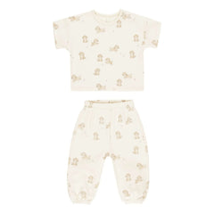 Quincy Mae - T-Shirt and Pants Set | Ecru