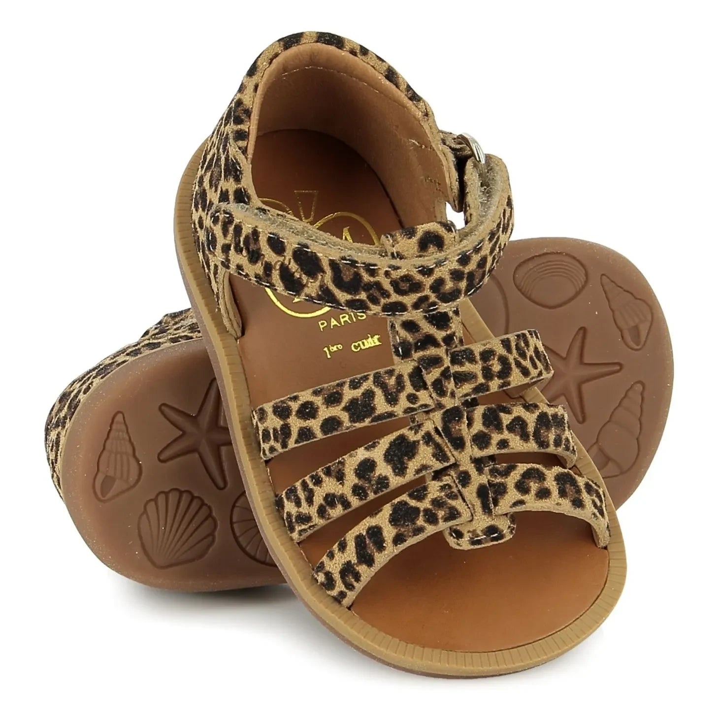 Pom d'Api - Poppy Strapped Leopard Sandals | Brown