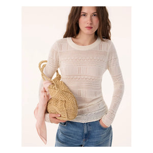 Kujten - Semeti Pointelle Silk and Cashmere Sweater | White