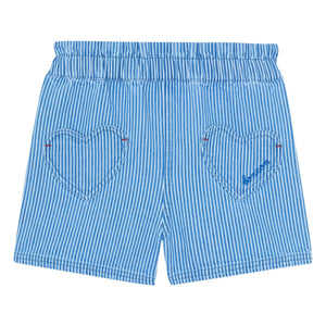 Bonton - Çizgili Melanie Kalp Cepli Şort | Mavi