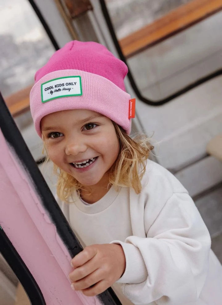 Hello Hossy - Urban Color Block Organic Cotton Beanie | Pink