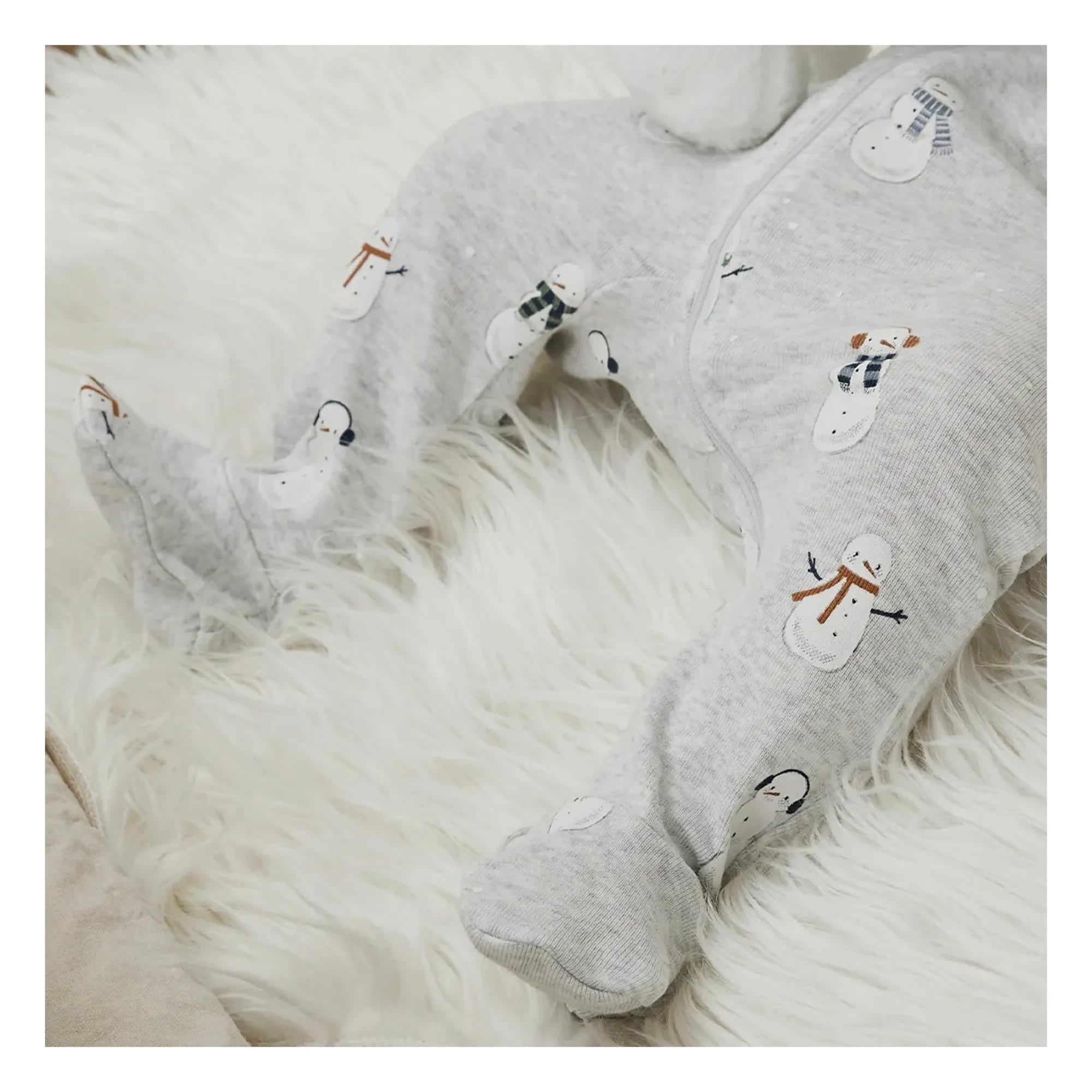 Petit Lem - Footed Pajama Santa Claus Characters Organic Cotton | Gray