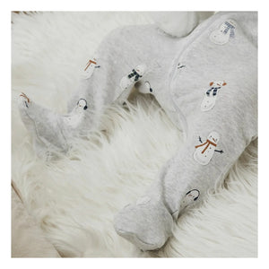 Petit Lem - Footed Pajama Santa Claus Characters Organic Cotton | Gray