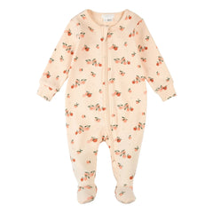 Petit Lem - Ribbed Footed Pajama Citrus Organic Cotton | Pale Pink