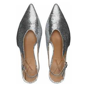 Lachoix - Metallic Heel Slingback Shoes | Silver