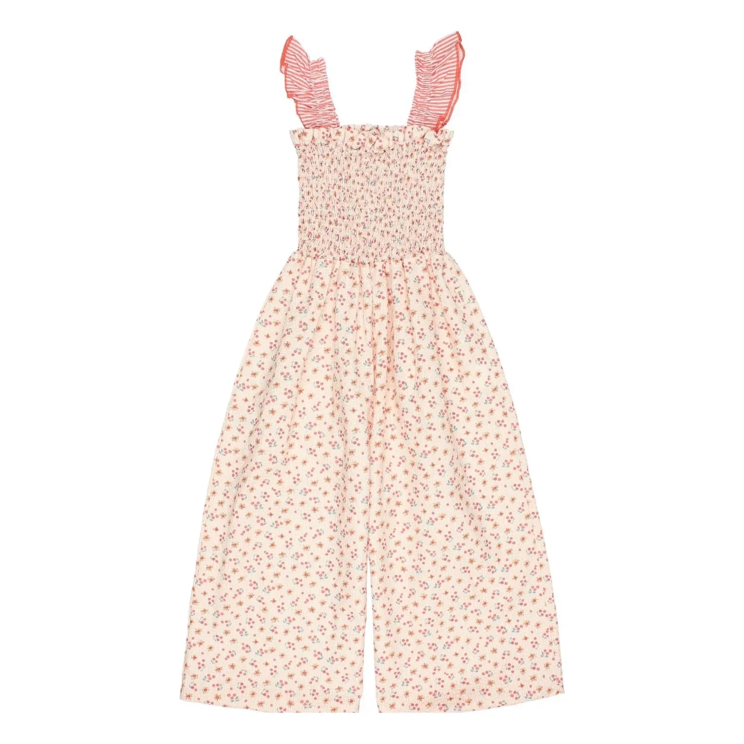 Búho - Seersucker Floral Romper | Peach