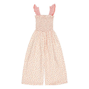 Búho - Seersucker Floral Romper | Peach