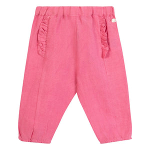 Tartine et Chocolat - Linen Ruffled Pants | Powder Pink