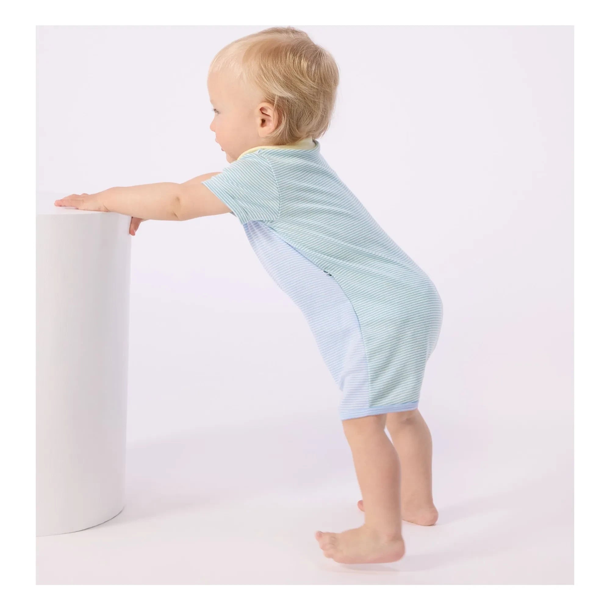 Petit Bateau - Striped Pajama Romper Shorts | Blue