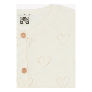 Bonton - Lilou Hearts hırka | Ekru