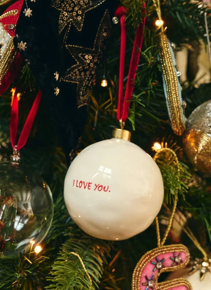 Anna + Nina - "I Love You" Christmas Ornament | White