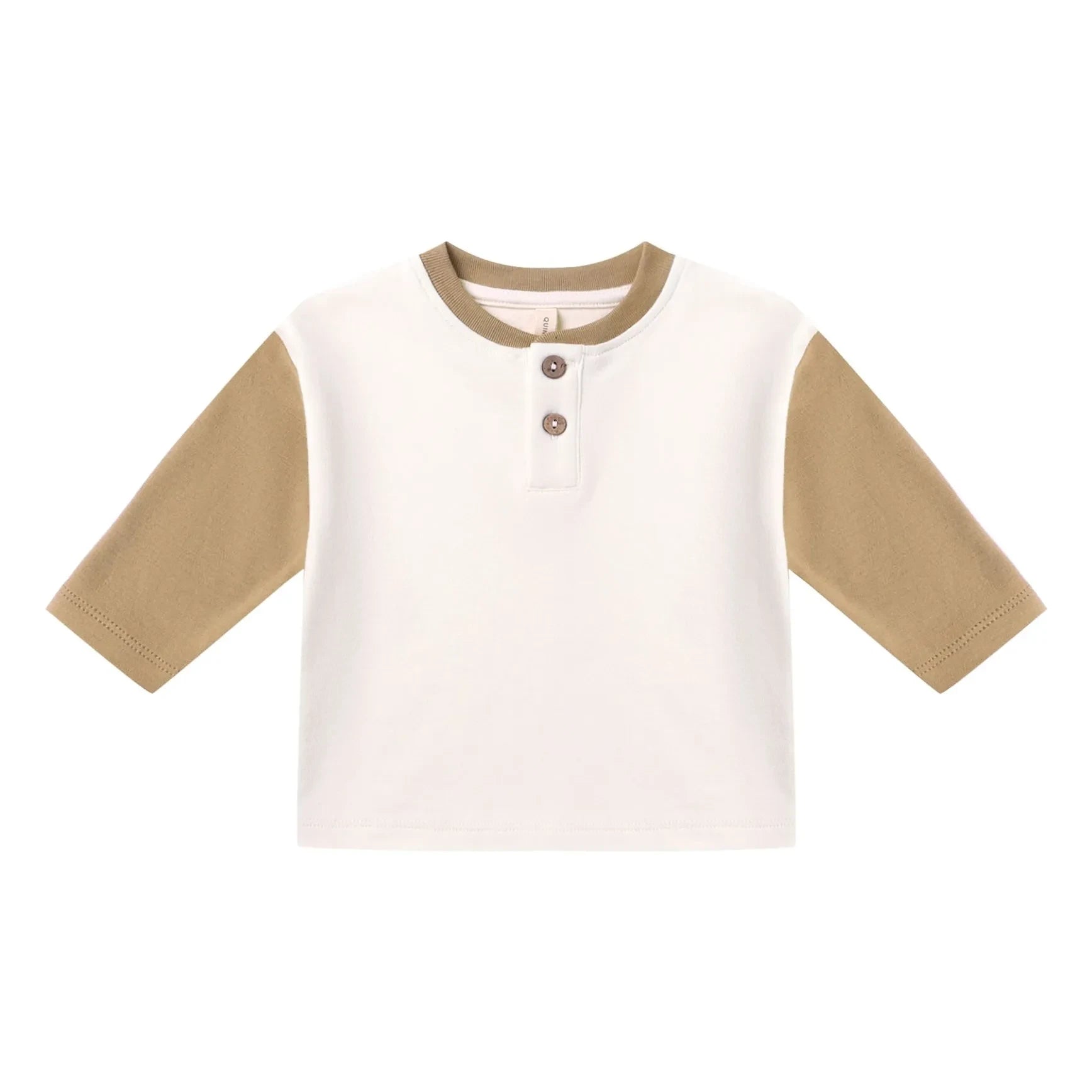 Quincy Mae - Organic Cotton Henley T-Shirt | Ivory