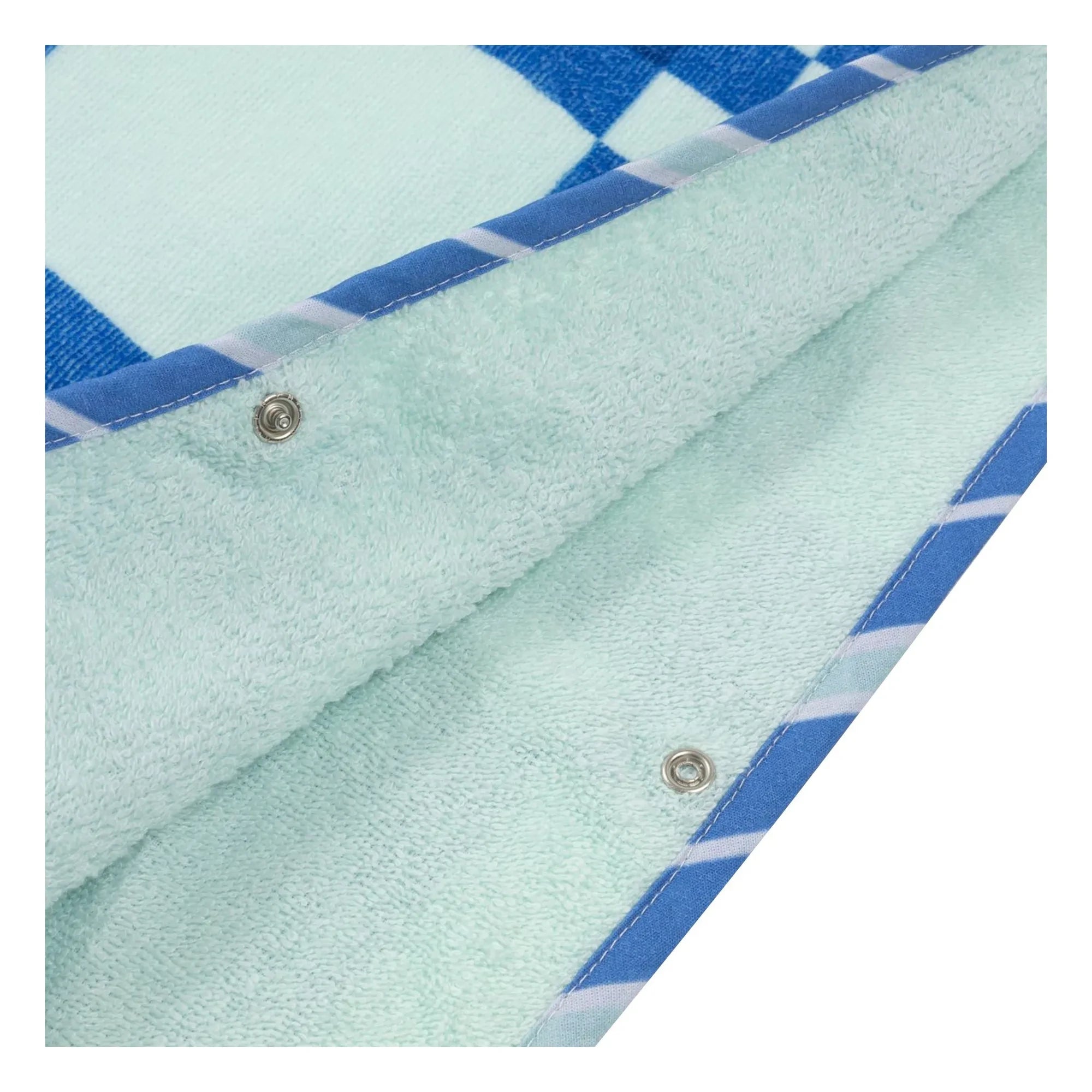 Jera Mini - Square Patterned Towel Poncho | Blue