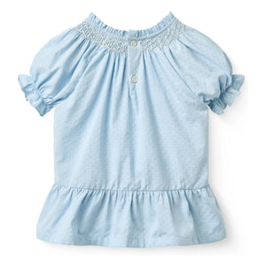 Copenhagen Colors - Organic Cotton Guipure Blouse | Light Blue