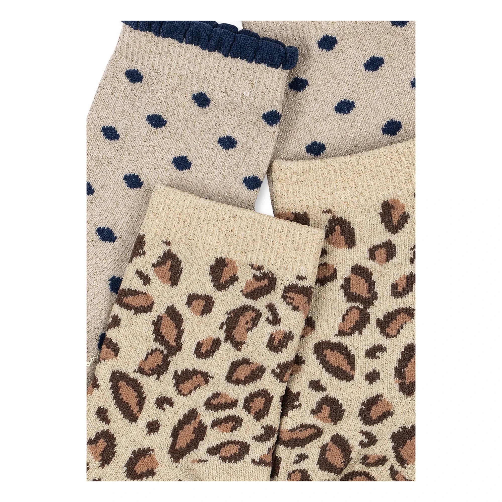 Konges Sløjd - 2 Pairs Leopard Socks Set | Beige