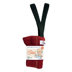 Silly Silas - Xmas Organic Cotton Tights | Brick Red