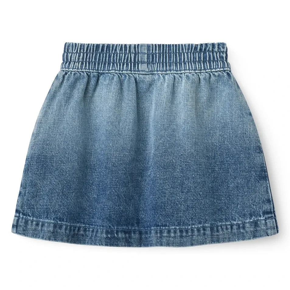 Copenhagen Colors - Organic Cotton Denim Block-Print Skirt | Blue