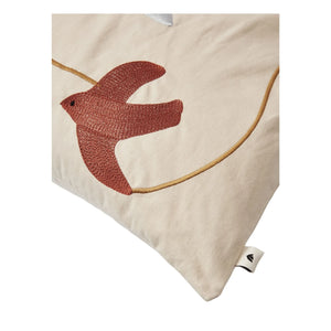 Ferm Living Kids - Swif Bird işlemeli yastık | Bej