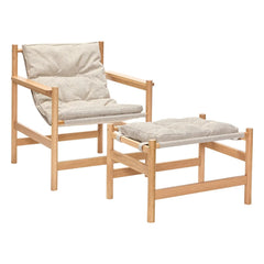 Hübsch - Heritage Armchair and Footrest | Beige