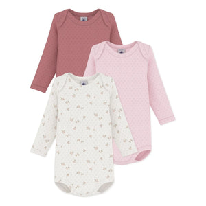 Petit Bateau - 3’lü Pointelle Organik Pamuk Bodi Seti | Pembe