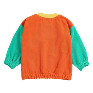 Bobo Choses - Renk Bloklu Organik Pamuklu Bebek Sweatshirt | Turuncu