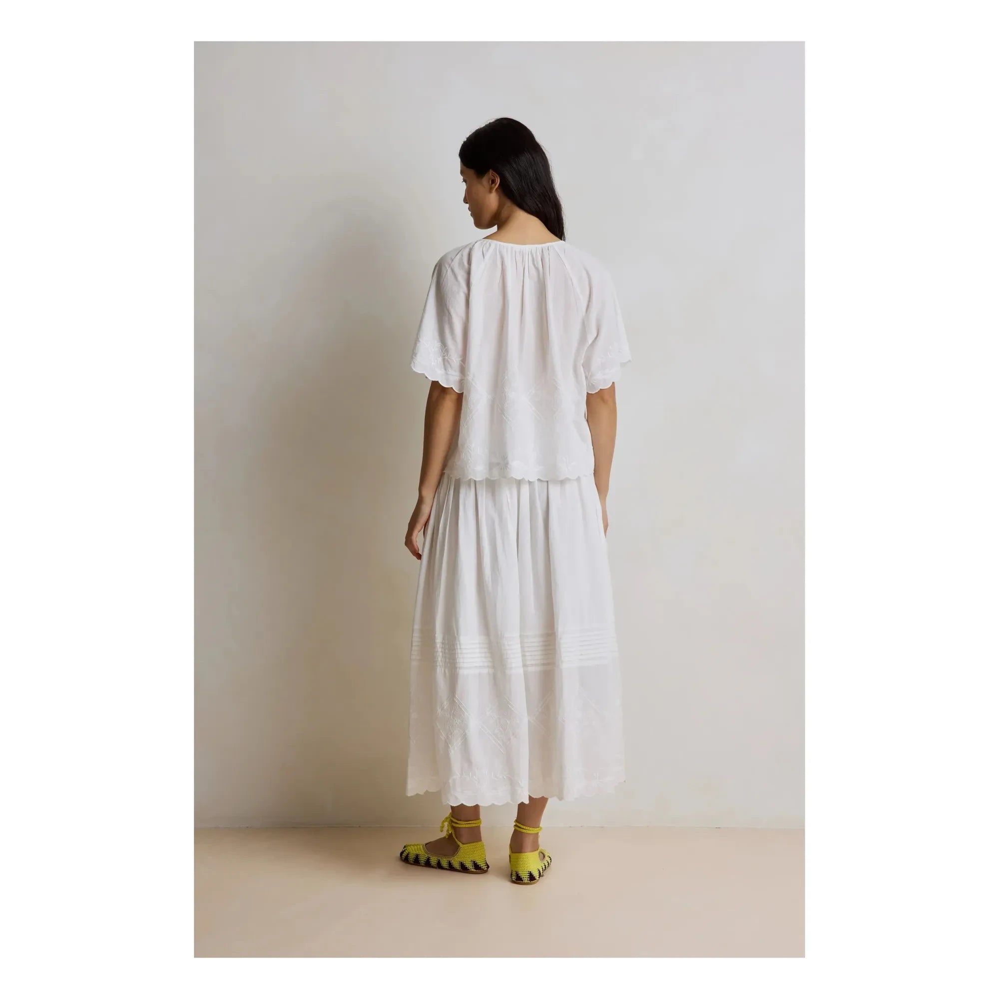 Hod - Jade Embroidered Blouse | White