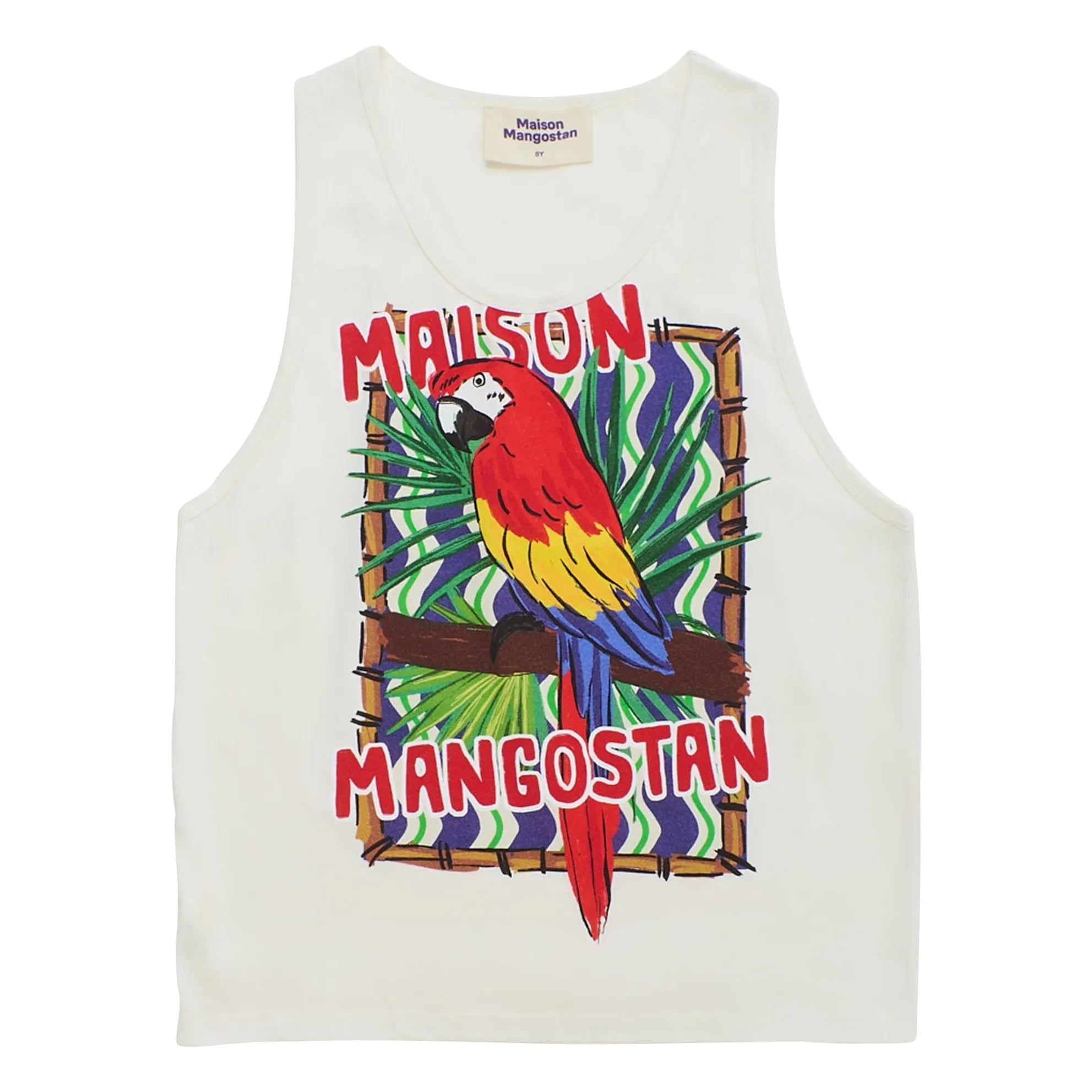 Maison Mangostan - Parrot strappy top | White