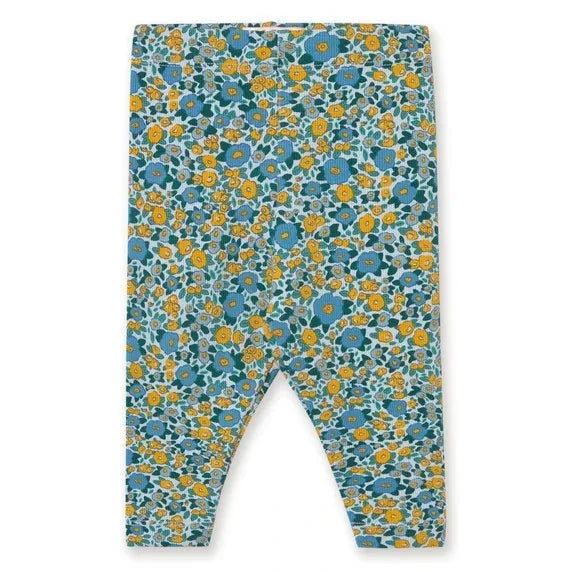 Tinycottons - Organic Cotton Ribbed Floral Leggings | Blue