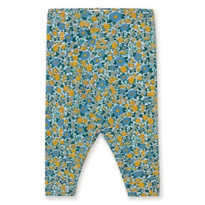Tinycottons - Organic Cotton Ribbed Floral Leggings | Blue